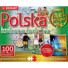 POLSKA KULTURA LUDOWA PUZZLE 100 ELEMENTÓW + ATLAS I PLAKAT - Demart