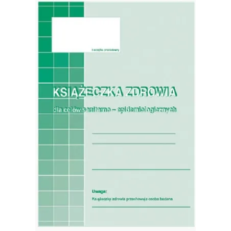 KSIĄŻECZKA ZDROWIA DLA CELÓW SANITARNO - EPIDEMIOLOGICZNYCH