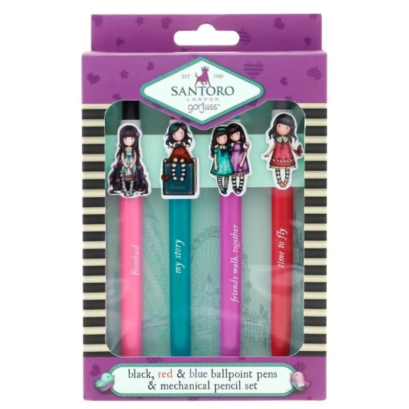 ZESTAW 4 DŁUGOPISÓW SANTORO GORJUSS DO SZKOŁY I BIURA