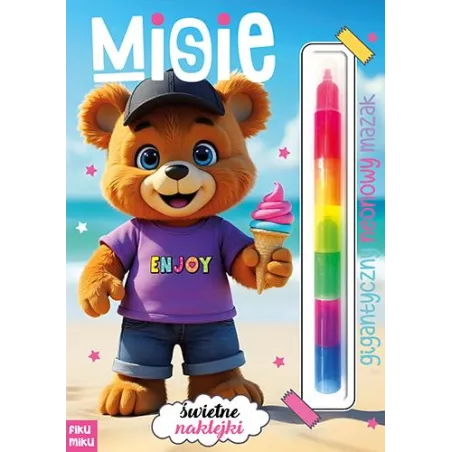 Misie. Kolorowanka Z Naklejkami + Gigantyczny Neonowy Mazak