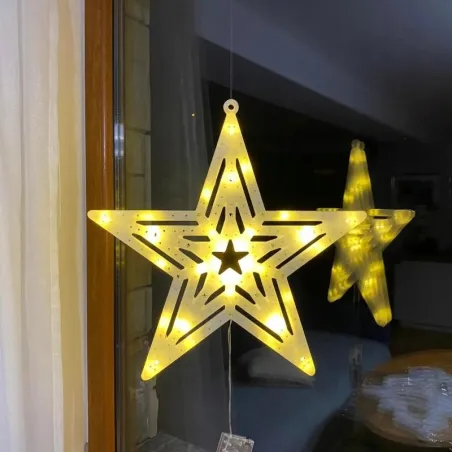 GWIAZDA LED NA OKNO 40CM OZDOBA ŚWIETLNA NA BATERIE