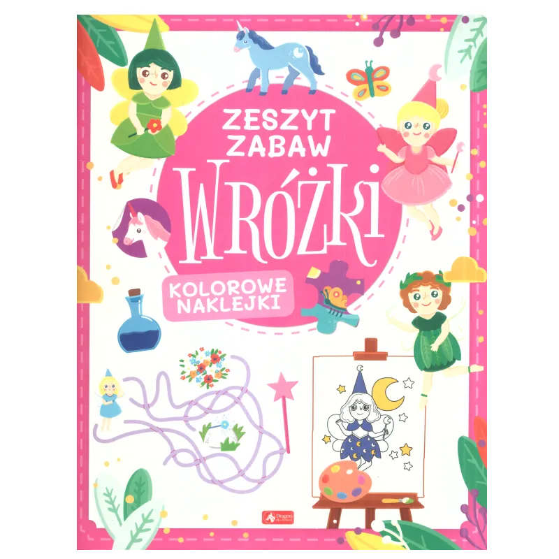 WRÓŻKI ZESZYT ZABAW KOLOROWE NAKLEJKI - Dragon