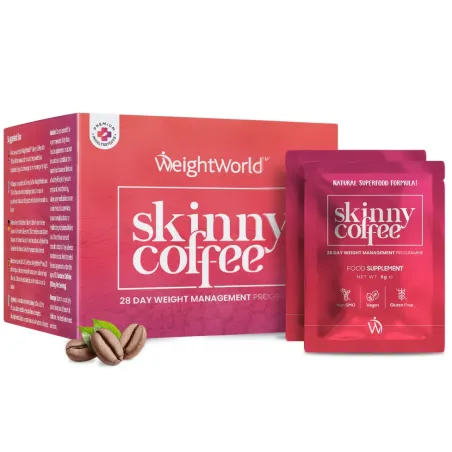 Wegańska Kawa Skinny Coffee 28-Dniowy Program Kontroli Wagi 28 Saszetek Superfood 7W1