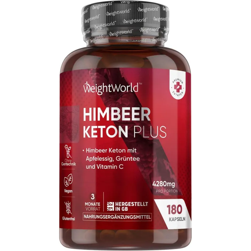 RASPBERRY KETONE PLUS KAPSUŁKI WEGAŃSKIE DIETA KETOGENICZNA 180 SZT WEIGHTWORLD