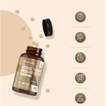Soplówka Jeżowata Lion’s Mane Mushroom Weightworld 365 Tabletek