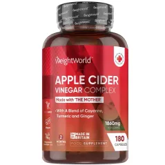 OCET JABŁKOWY W KAPSUŁKACH Z CAYENNE IMBIREM I KURKUMĄ WEIGHTWORLD 180 KAPSUŁEK