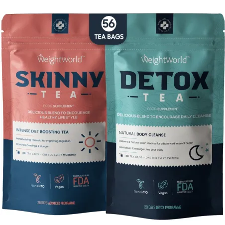 Detoks I Oczyszczenie Zestaw Herbat Weightworld Skinny Tea + Detox Tea 56 Torebek