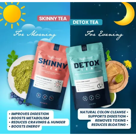 Detoks I Oczyszczenie Zestaw Herbat Weightworld Skinny Tea + Detox Tea 56 Torebek