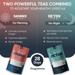 DETOKS I OCZYSZCZENIE ZESTAW HERBAT WEIGHTWORLD SKINNY TEA + DETOX TEA 56 TOREBEK