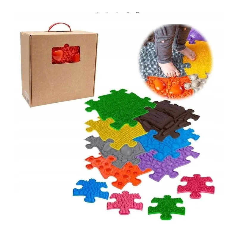 MATA PODŁOGOWA SENSORYCZNA 7 ELEMENTÓW + 4 MAŁE DLA DZIECI 12M+