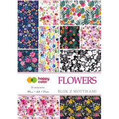 BLOK Z MOTYWAMI KWIATOWYMI 15 ARKUSZY A4
