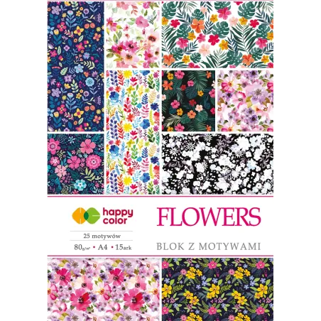 Blok Z Motywami Kwiatowymi 15 Arkuszy A4