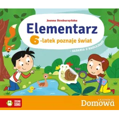 6-LATEK POZNAJE ŚWIAT. ELEMENTARZ. DOMOWA AKADEMIA Z NAKLEJKAMI - Zielona Sowa
