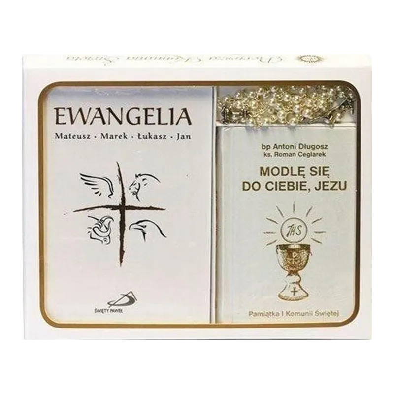 PAMIĄTKA PIERWSZEJ KOMUNII ŚWIĘTEJ MODLITEWNIK + EWANGELIA + RÓŻANIEC