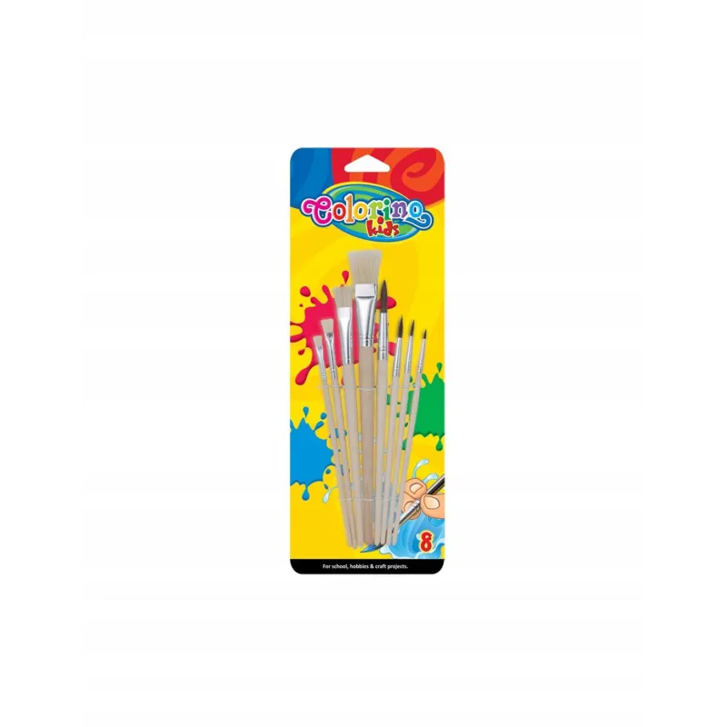 ZESTAW PĘDZLI SZKOLNYCH COLORINO 8 SZTUK