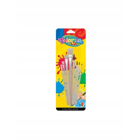 ZESTAW PĘDZLI SZKOLNYCH COLORINO 8 SZTUK