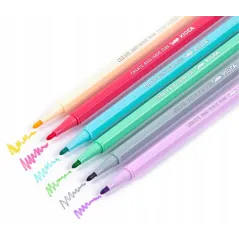 Flamastry Pastelowe 10 Kolorów Zestaw Pisaków Szkolnych