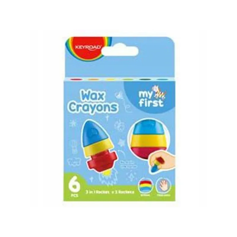 KREDKI WOSKOWE KEYROAD 2 ROCKETS 6 KOLORÓW DLA DZIECI 3+