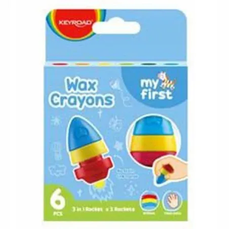 KREDKI WOSKOWE KEYROAD 2 ROCKETS 6 KOLORÓW DLA DZIECI 3+