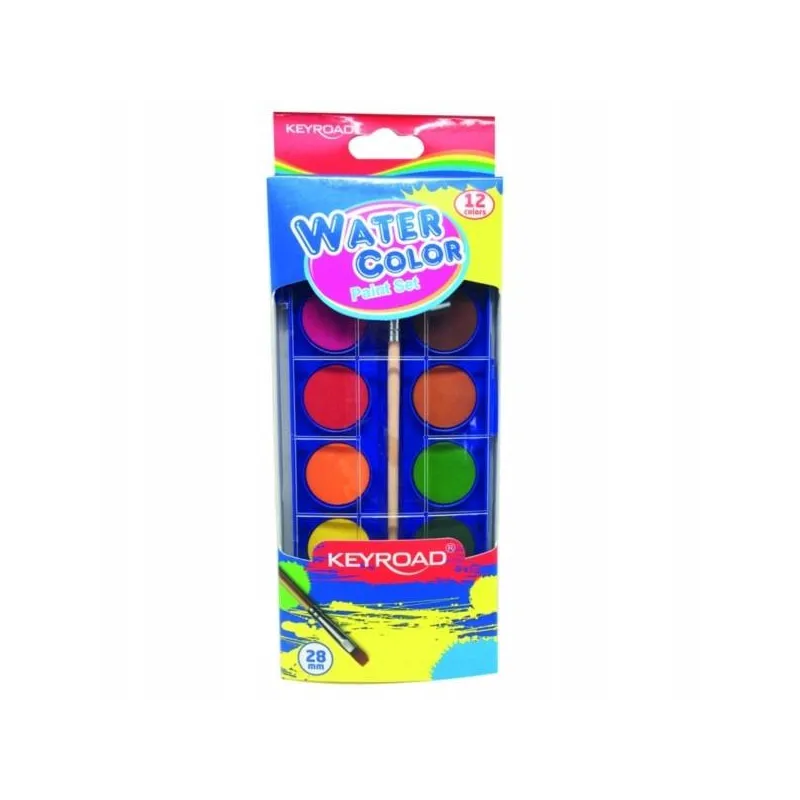 FARBY AKWARELOWE 12 KOLORÓW Z PĘDZELKIEM KEYROAD 3+