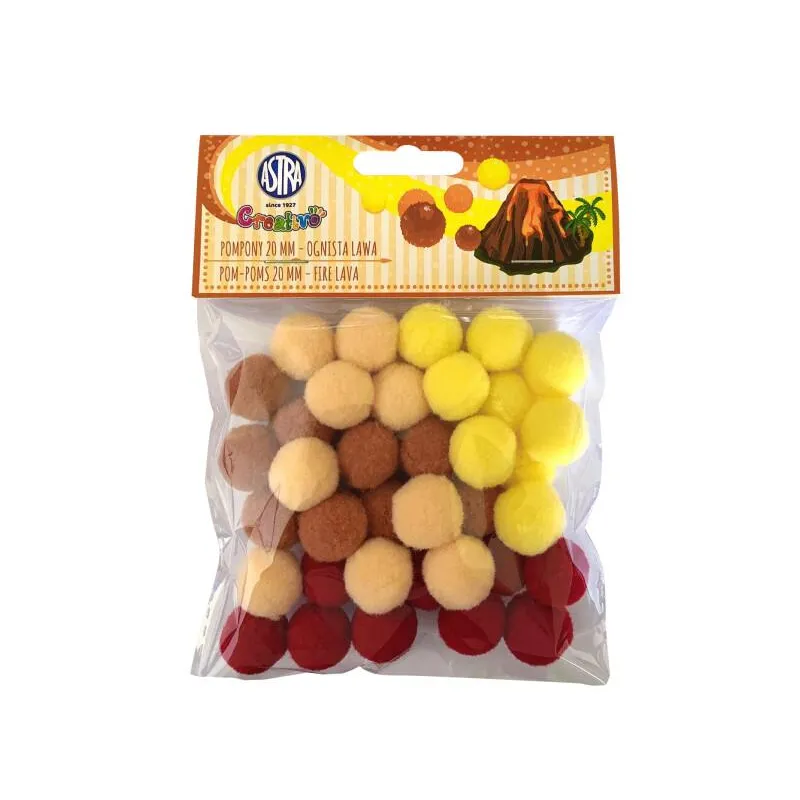 POMPONY DEKORACYJNE OGNISTA LAWA 20 MM DO PRAC PLASTYCZNYCH ASTRA
