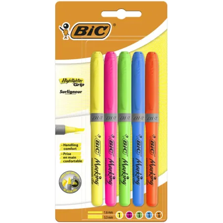 Zakreślacz Bic Highlighter Grip 5 Szt