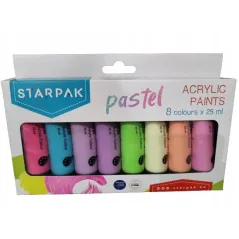 FARBY AKRYLOWE 8 KOLORÓW 25 ML PASTELOWE KOLORY