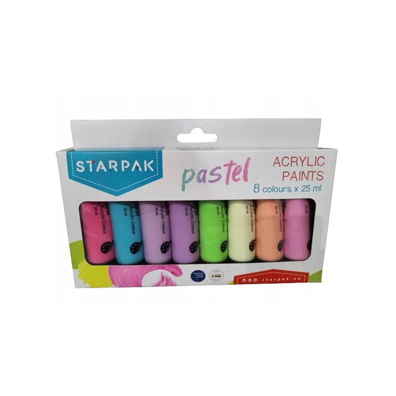 FARBY AKRYLOWE 8 KOLORÓW 25 ML PASTELOWE KOLORY