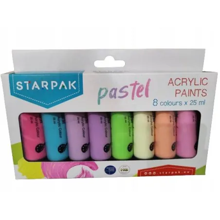 Farby Akrylowe 8 Kolorów 25 Ml Pastelowe Kolory