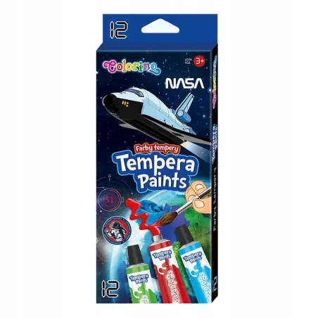 Farby Tempera 12 Kolorów W Tubach 12 Ml Nasa