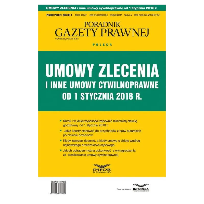 UMOWY ZLECENIA I INNE UMOWY CYWILNOPRAWNE OD 1 STYCZNIA 2018 R. - Infor
