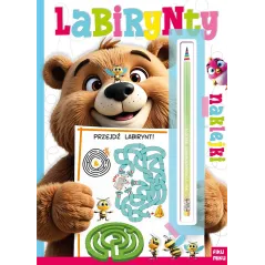 LABIRYNTY. KSIĄŻECZKA Z TĘCZOWYM OŁÓWKIEM I NAKLEJKAMI
