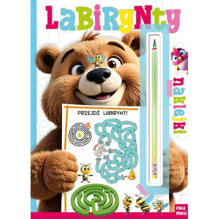 LABIRYNTY. KSIĄŻECZKA Z TĘCZOWYM OŁÓWKIEM I NAKLEJKAMI