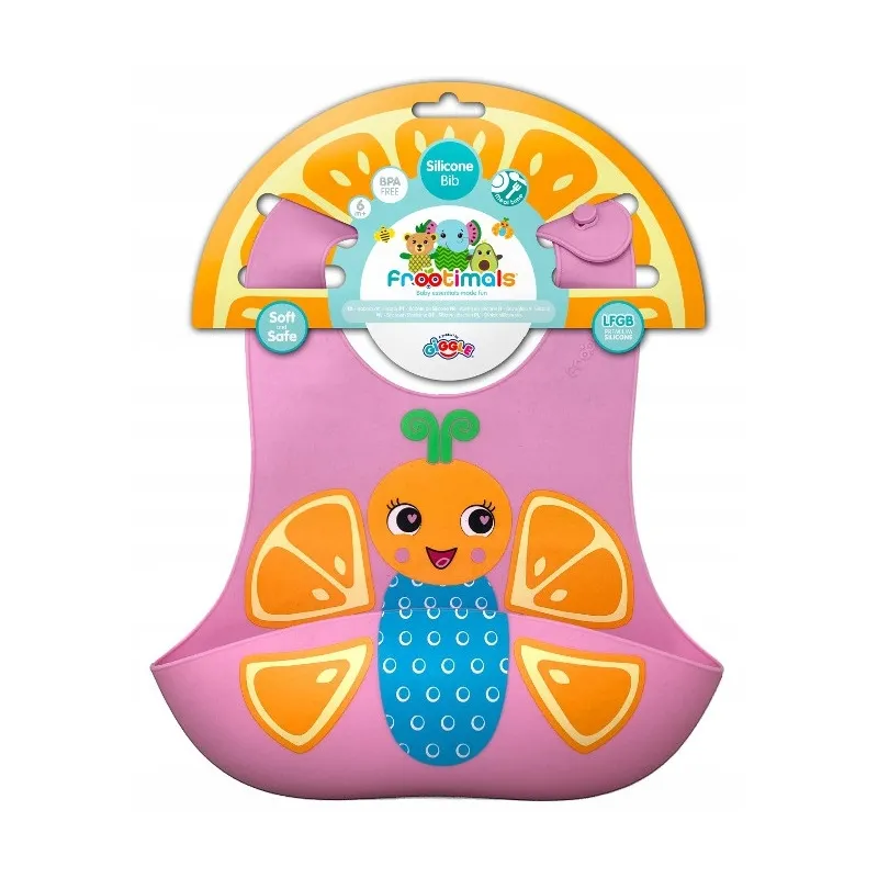 ŚLINIAK SILIKONOWY FROOTIMALS ORANGIEFLY DLA DZIECI 0+