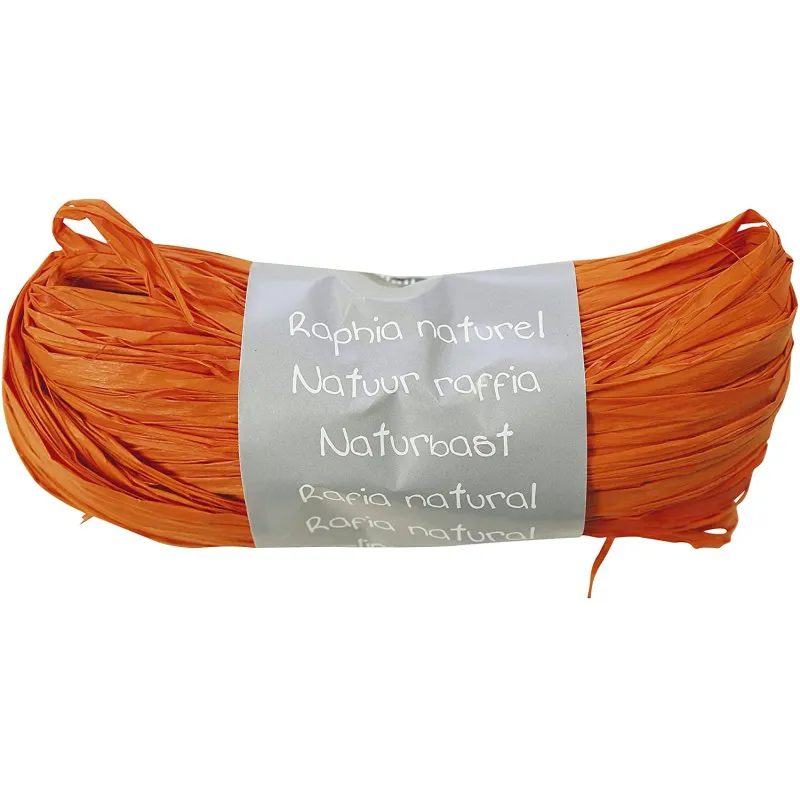 RAFIA NATURALNA POMARAŃCZOWA 50G DO DEKORACJI I RĘKODZIEŁA