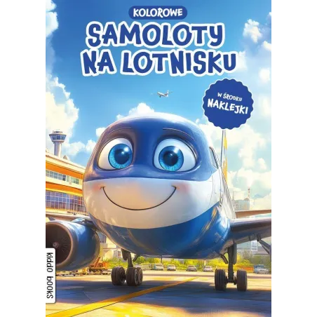 Kolorowe Samoloty Na Lotnisku. Kolorowanka Z Naklejkami