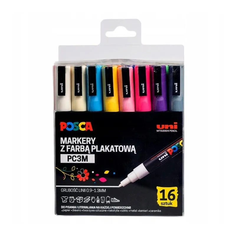 MARKERY Z FARBĄ PLAKATOWĄ 16 SZT DLA DZIECI I UCZNIÓW