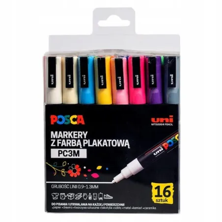 MARKERY Z FARBĄ PLAKATOWĄ 16 SZT DLA DZIECI I UCZNIÓW