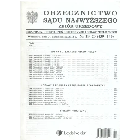 ORZECZNICTWO SĄDU NAJWYŻSZEGO IZBA PRACY UBEZPIECZEŃ SPOŁECZNYCH I SPRAW PUBLICZNYCH - LexisNexis