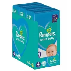 PIELUSZKI PAMPERS ACTIVE BABY ROZMIAR 4 MAXI 9-14 KG 147 SZT + KOSMETYCZKA