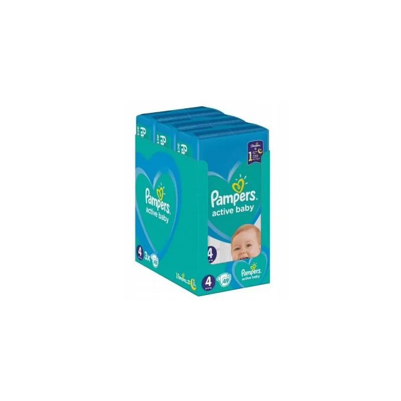 PIELUSZKI PAMPERS ACTIVE BABY ROZMIAR 4 MAXI 9-14 KG 147 SZT + KOSMETYCZKA