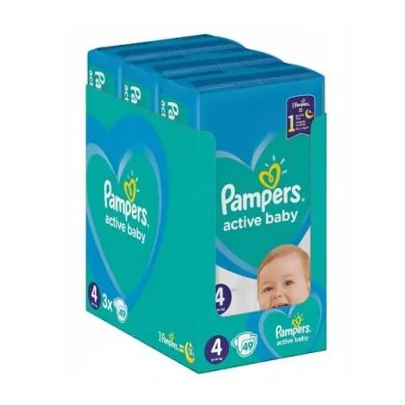 Pieluszki Pampers Active Baby Rozmiar 4 Maxi 9-14 Kg 147 Szt + Kosmetyczka