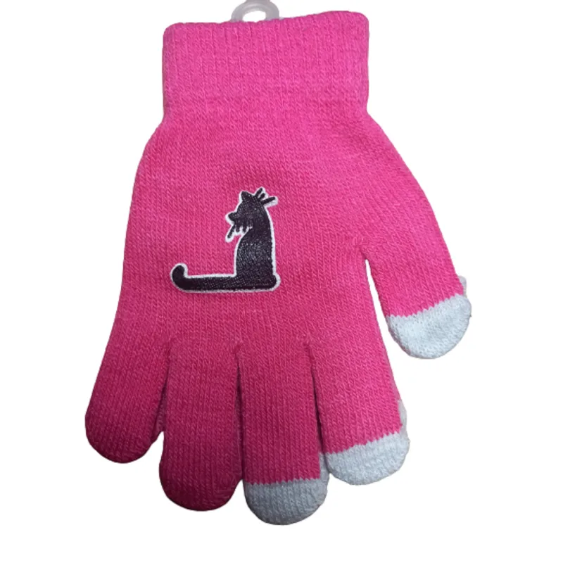 RĘKAWICZKI DO EKRANÓW DOTYKOWYCH DZIEWCZĘCE RÓŻOWE KOTEK 16CM YO! CLUB