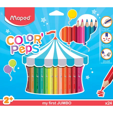 Kredki Jumbo Trójkątne 24 Kolory Maped