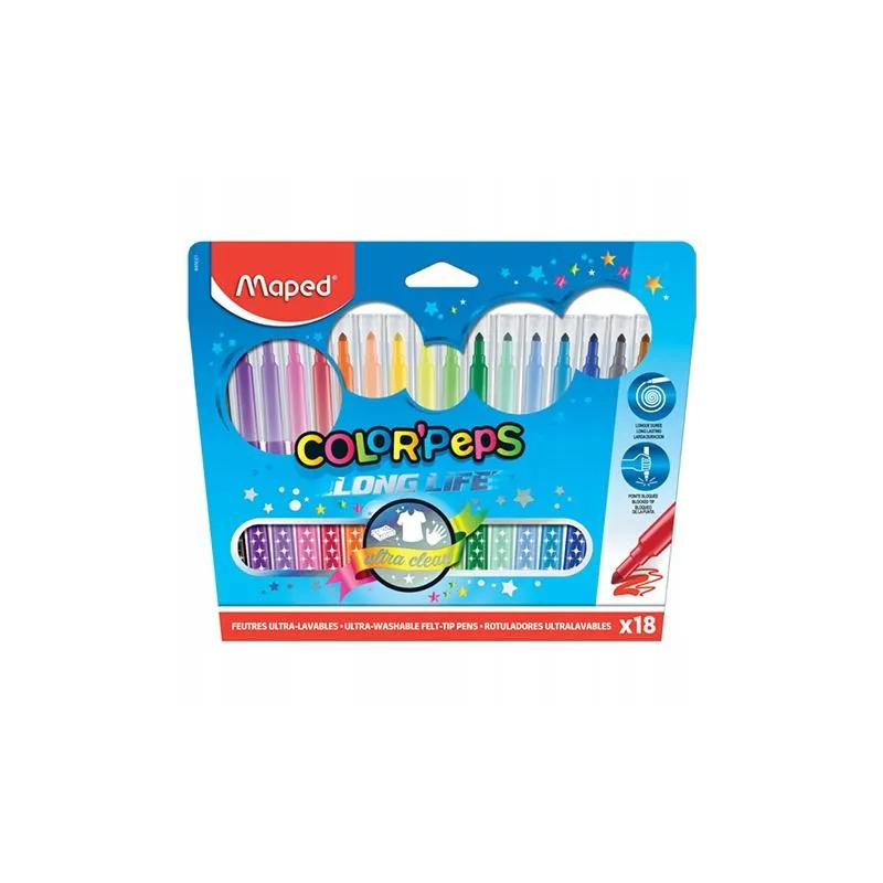 PISAKI TRÓJKĄTNE COLORPEPS LONG LIFE 18 KOLORÓW MAPED