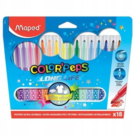 Pisaki Trójkątne Colorpeps Long Life 18 Kolorów Maped