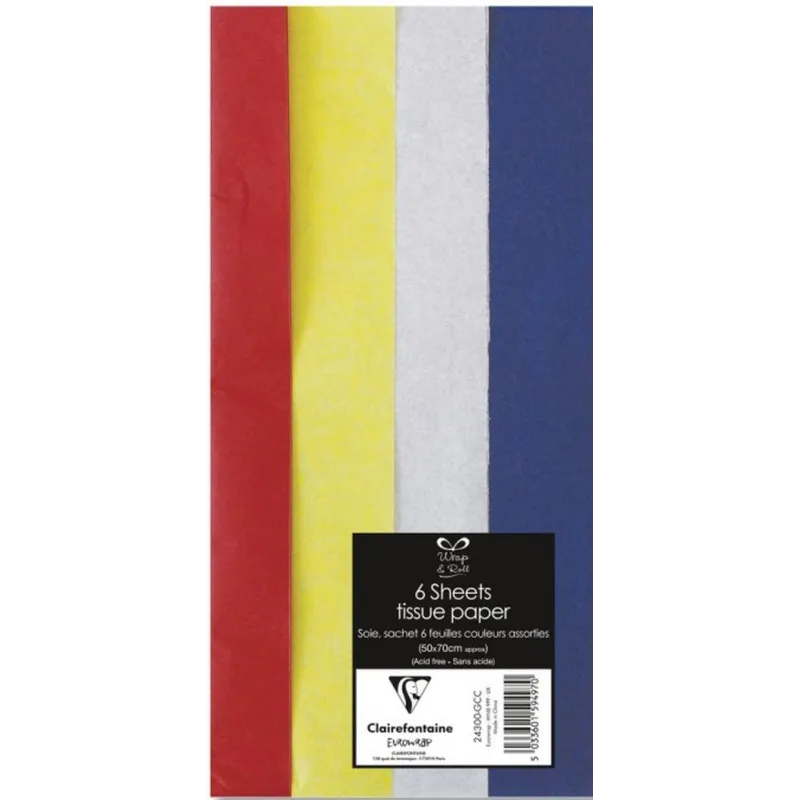BIBUŁA MIX 4 KOLORY 6 ARKUSZY 50X70 CM CLAIREFONTAINE
