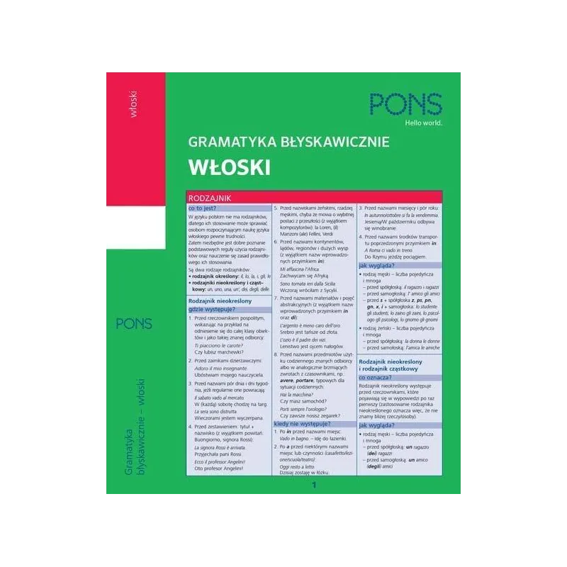 BŁYSKAWICZNIE GRAMATYKA WŁOSKA - Pons
