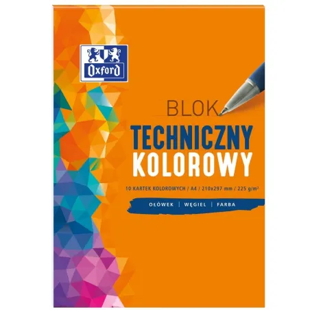 Blok Techniczny Kolorowy 10 Kartek Oxford A4