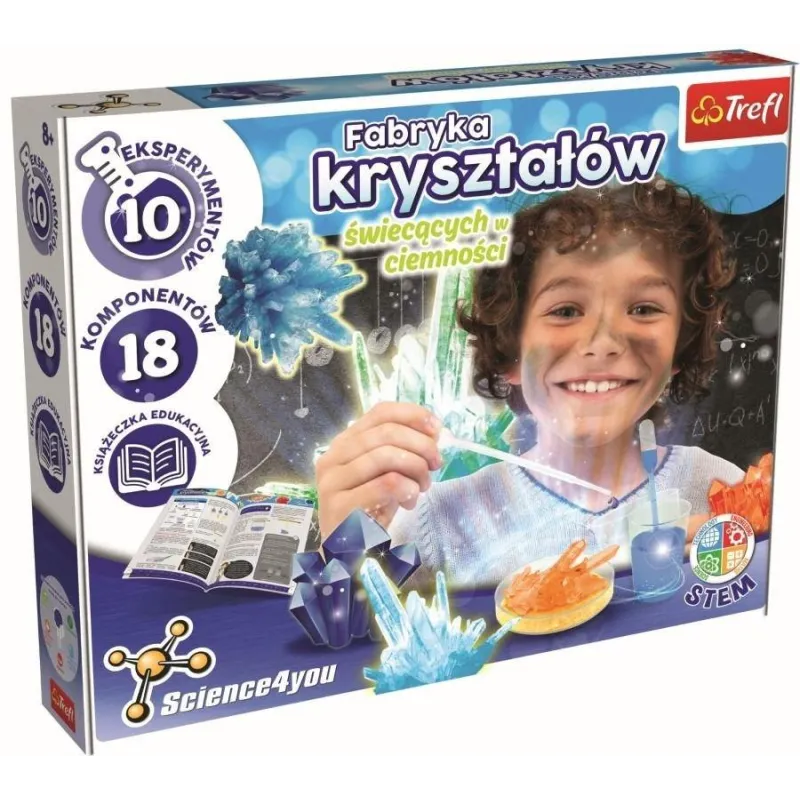 FABRYKA KRYSZTAŁÓW ŚWIECĄCYCH W CIEMNOŚCI ZESTAW EDUKACYJNY 8+ - Trefl